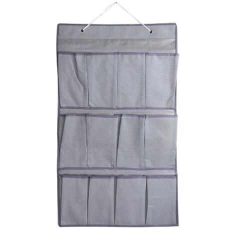 Bolsa colgante de gran capacidad con múltiples compartimentos, ideal para detrás de puertas y paredes, gris, 40 x 90 cm