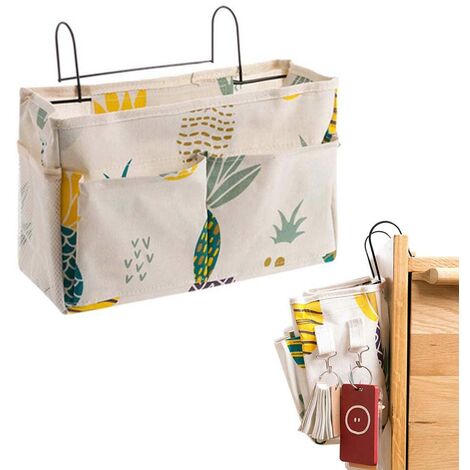 Bolsa colgante para mesita de noche, organizador de mesita de noche, bolsillo para cama, diseño de piña, bolsa organizadora de mesita de noche de gran capacidad para literas, dormitorios, rieles de ca