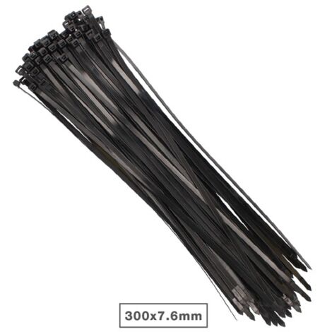 Bolsa de 100 unidades de bridas color negro, 100% nylon. 295x7,9.