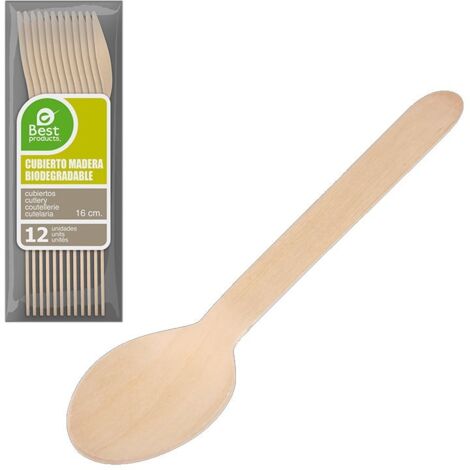 Bolsa de 12 Cucharas de Madera 16cm Best Products Green