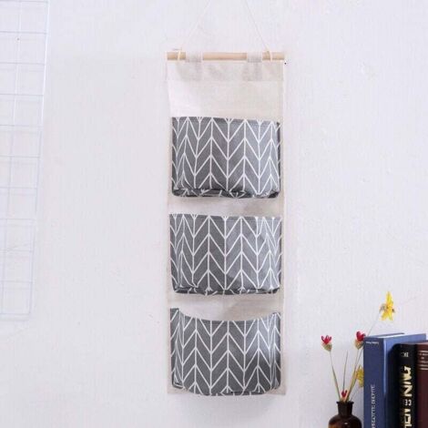 Bolsa de almacenamiento colgante con 3 bolsillos, cesta de tela para colgar en la pared, organizador para dormitorio, baño y cocina, impermeable y elegante.