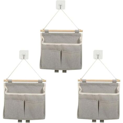 Bolsa de almacenamiento colgante de 3 piezas, bolsa de almacenamiento de pared con 3 bolsillos, organizadores colgantes con gancho adhesivo, estantería de puerta de gran capacidad para hogares, oficin