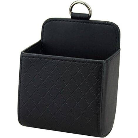 Bolsa de almacenamiento colgante portátil para vehículo puede guardar llaves, monedas, teléfono móvil y gafas de sol (negra).
