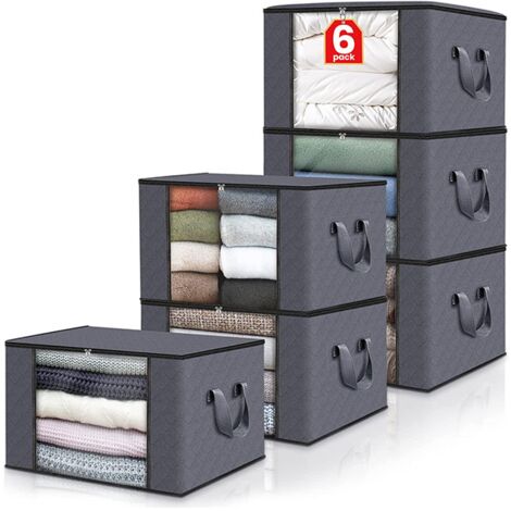 Bolsa de almacenamiento de 6 piezas, color gris oscuro, resistente al polvo y a la humedad