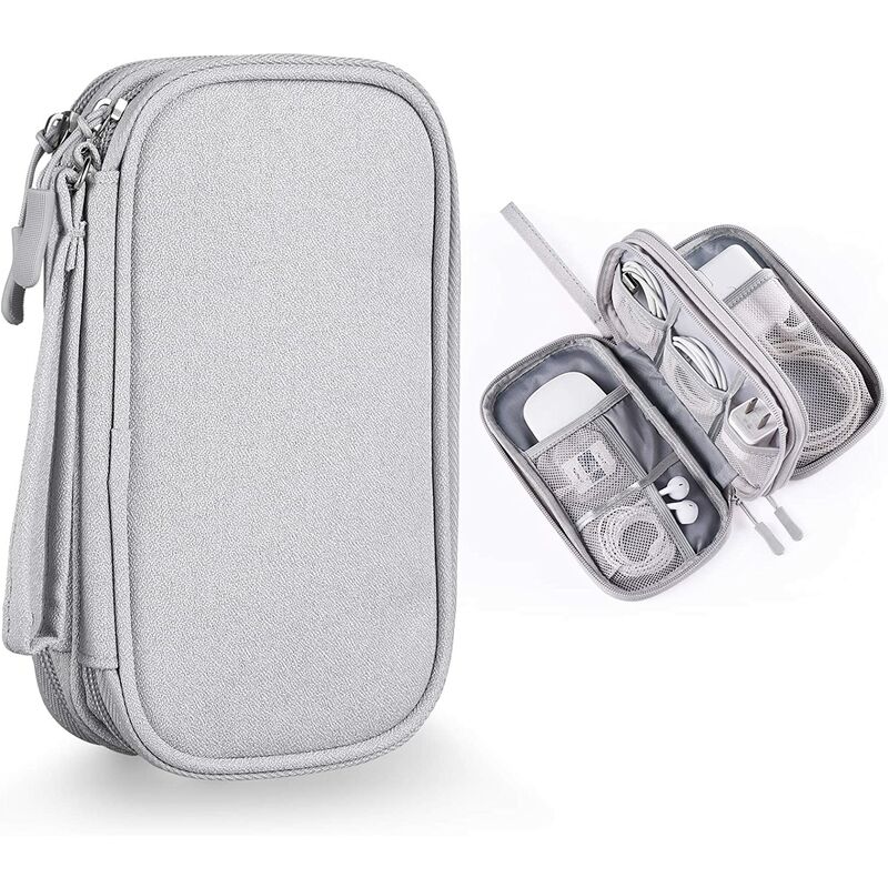 

Bolsa de almacenamiento de accesorios electrónicos, bolsa de viaje adecuada para pequeños productos y accesorios electrónicos, niña (gris)