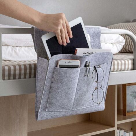 Bolsa de almacenamiento de bolsillo vacío para mesita de noche, organizador de fieltro para sofá, reposabrazos, colcha, escritorio colgante, soporte para control remoto