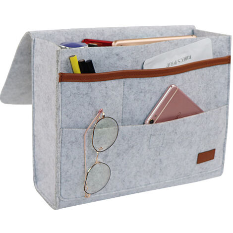 Bolsa de almacenamiento de cabecera gris, bolsillo de cabecera de fieltro, puede almacenar teléfonos móviles, controles remotos, diarios, bolígrafos, revistas, gafas y otros artículos
