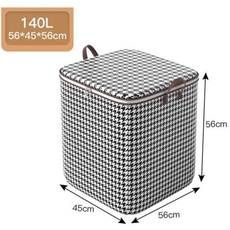 Bolsa de almacenamiento de edredón de tela no tejida, ideal para dormitorios universitarios, áticos y habitaciones. Estampado de pata de gallo, 140 litros.