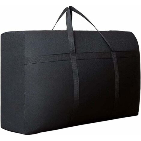 Bolsa de almacenamiento grande de 180 l, impermeable, de tela Oxford, para ropa, colcha, organizador, lavable, para equipaje de viaje (100 x 60 x 30 cm, negra)