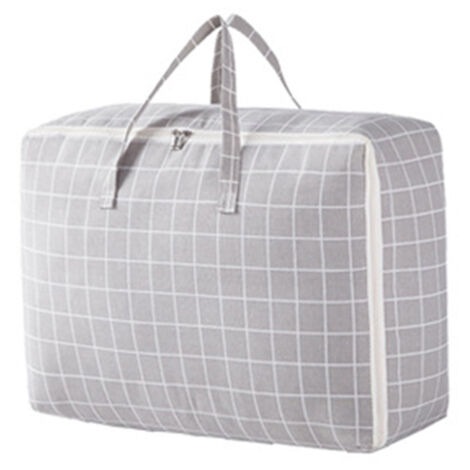 Bolsa de almacenamiento impermeable a cuadros para ropa, sábanas, almohadas, edredones, algodón y lino a prueba de polvo y ahorra espacio.
