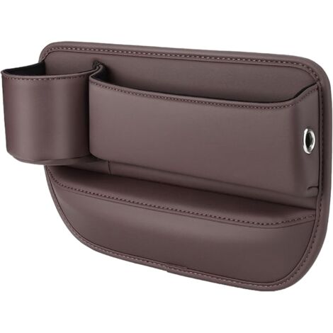 Bolsa de almacenamiento lateral para asiento de coche (conductor), con portavasos, color marrón