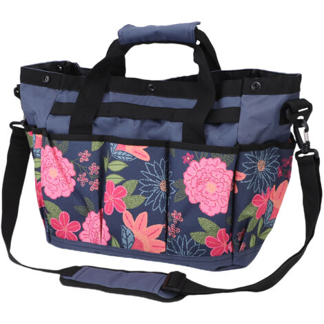 Bolsa de almacenamiento para herramientas de jardín fabricada en tela Oxford – Bolsa multifuncional y portátil con asa y múltiples compartimentos para uso en exteriores – Organizador – Set de jardín –