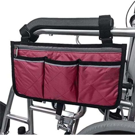 Bolsa de almacenamiento para reposabrazos de silla de ruedas, bolsa impermeable con 4 bolsillos