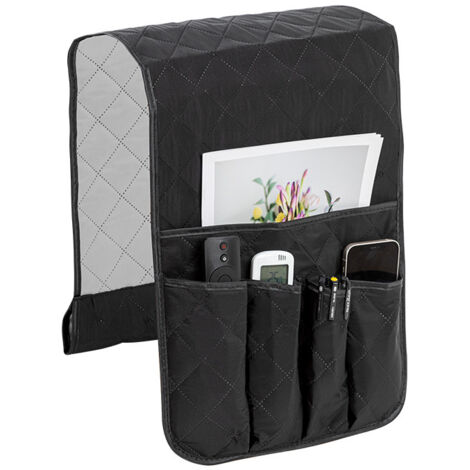 Bolsa de almacenamiento para reposabrazos, funda para sofá, bolsa colgante que ahorra espacio, bolsa antideslizante para guardar el móvil y el mando a distancia de la TV, negra