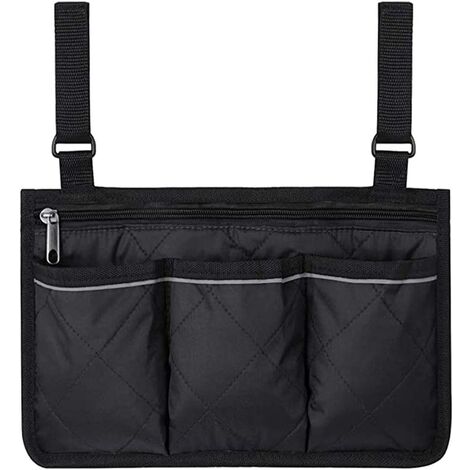 Bolsa De Almacenamiento Para Silla De Ruedas, Bolsa De Almacenamiento Con Mango De Reposabrazos Para Colgar Manos Libres, Para Sillas De Ruedas, Cochecitos (Negro) - Dksfjkl
