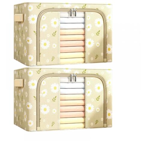 Bolsa de almacenamiento plegable Daisy con ventana transparente para ropa y ropa de cama (tamaño: 100 L), 2 unidades