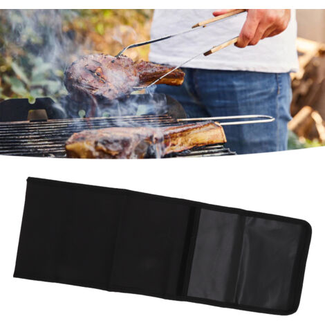 Bolsa de almacenamiento portátil para utensilios de barbacoa [Bolsa para utensilios de barbacoa fabricada en tela Oxford 600D, con capacidad para 30 utensilios, plegable, 47,5 x 21 cm, con correa de t