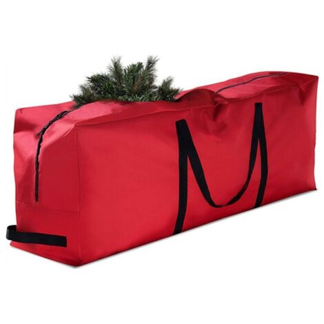 Bolsa de almacenamiento rectangular plegable decorativa para árbol de Navidad en tela Oxford, color rojo.