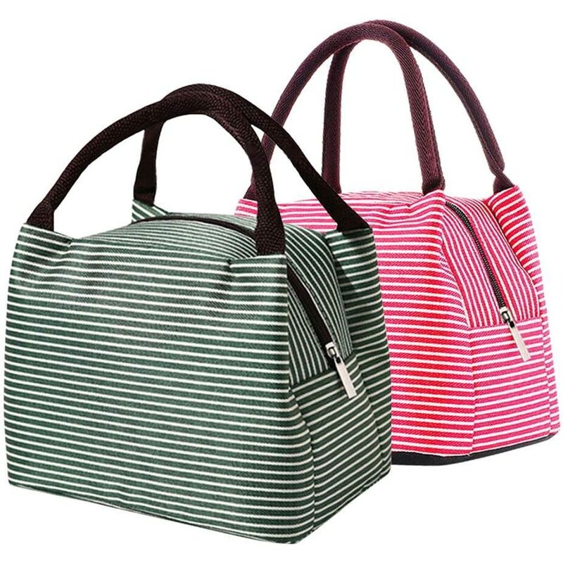

Bolsa de almuerzo de 2 piezas Bolsa de picnic portátil Bolsa de almuerzo térmica aislada reutilizable para el trabajo de picnic o la escuela （Rojo +