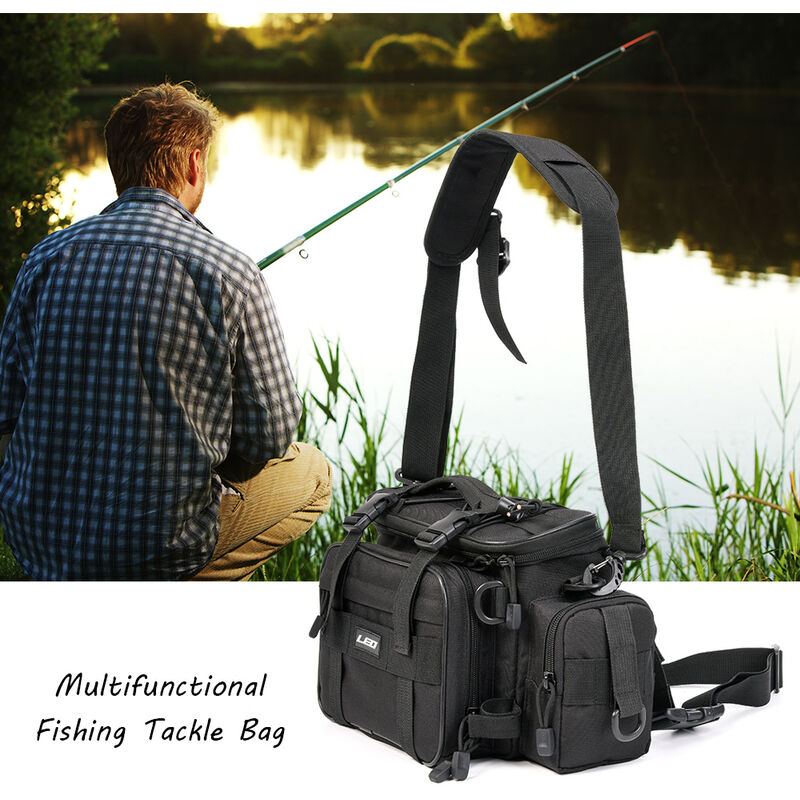 

LEO - Bolsa de aparejos de pesca multifuncional Deportes al aire libre Bolso de un solo hombro Bolso bandolera Paquete de cintura Senuelos de pesca