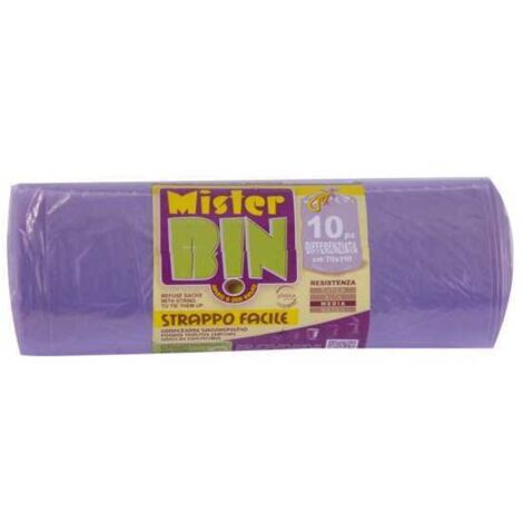 Bolsa de basura con ligaduras moradas 70X110 pz.10 Mr.Bin