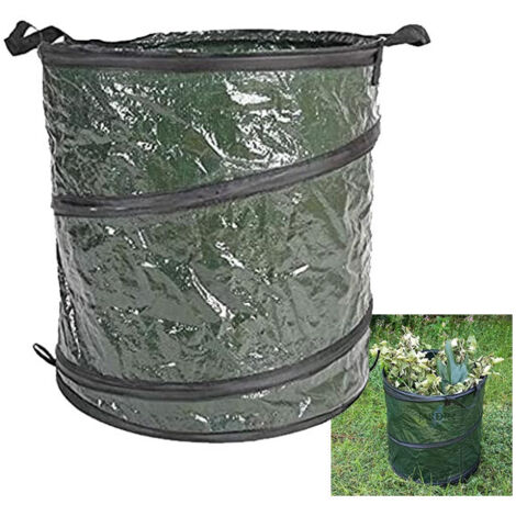 Bolsa de basura de jardín 46x47 cm 115 litros, Saco para desechos de jardín, Bolsas de Hojas Plegable, Bolsas de Jardinería