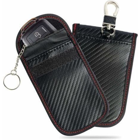 Bolsa de bloqueo de señal Faraday, paquete de 2 bolsas de bloqueo de señal RFID para llaves de coche, funda protectora anti-RFID de fibra de carbono