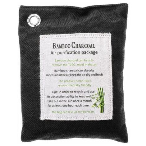 Bolsa de carbón de bambú Ulisem Carbón activado para el hogar Absorción de olores Eliminación de humedad Negro 1 paquete 200 g - Negro 1 paquete 200 g
