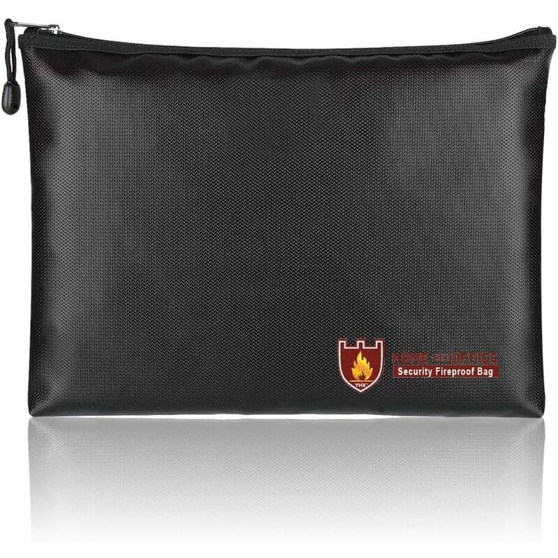 

Bolsa de documentos ignífuga, bolsa de documentos impermeable, bolsa de seguridad Lipo, bolsa de seguridad contra incendios (negro, 16x27 cm)
