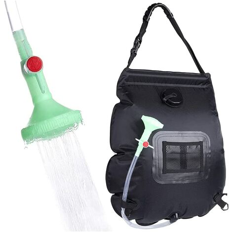 BOLSA DE DUCHA CON ALIMENTACIÓN SOLAR - CALENTADOR SOLAR - IDEAL PARA VIAJES Y SENDERISMO (CON BOQUILLA ON/OFF) - 20L