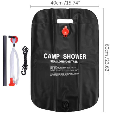 Bolsa de ducha solar de 20 l: bolsa de agua deportiva para picnics y acampadas al aire libre