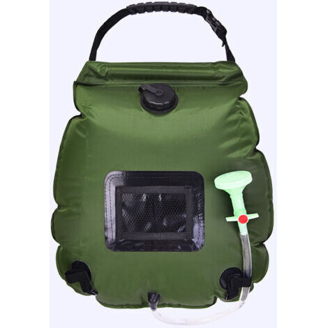 Bolsa de ducha solar para exteriores, bolsa de baño portátil, 20 L, negra