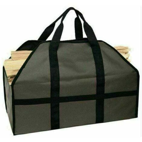 Bolsa de fieltro 61 x 29 x 45,5 cm con asa para transportar leña, juguetes, periódicos, compra, etc. (caqui claro)