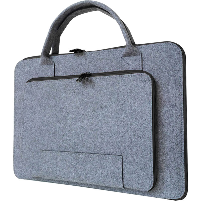 

Asupermall - Bolsa de fieltro para computadora portatil, accesorios para computadora portatil, estuche de almacenamiento con asa, 2 bolsillos, bolsa