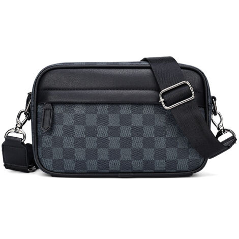 Bolsa de herramientas, bandolera informal a cuadros para hombre, bandolera deportiva de cuero, personalizada, moderna, pequeña, cuadrada - RAPANDA