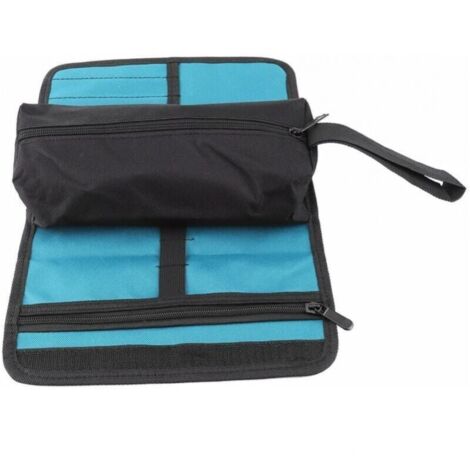 Bolsa de herramientas, bolsa de herramientas de lona enrollable, bolsa de herramientas vacía, bolsa de herramientas con cremallera y presilla para colgar para electricista, fontanero o mecánico