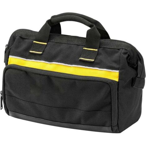 Bolsa de herramientas de lona de 600 deniers – 8 compartimentos interiores – base reforzada – asa acolchada de algodón – dimensiones: 300 x 130 x 250 mm, color negro