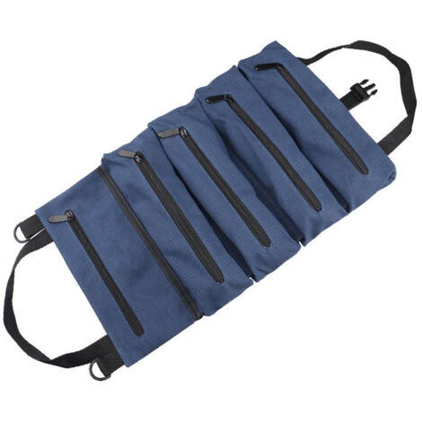 Bolsa de herramientas enrollable multifuncional hecha de tela Oxford resistente, bolsa de almacenamiento colgante para herramientas