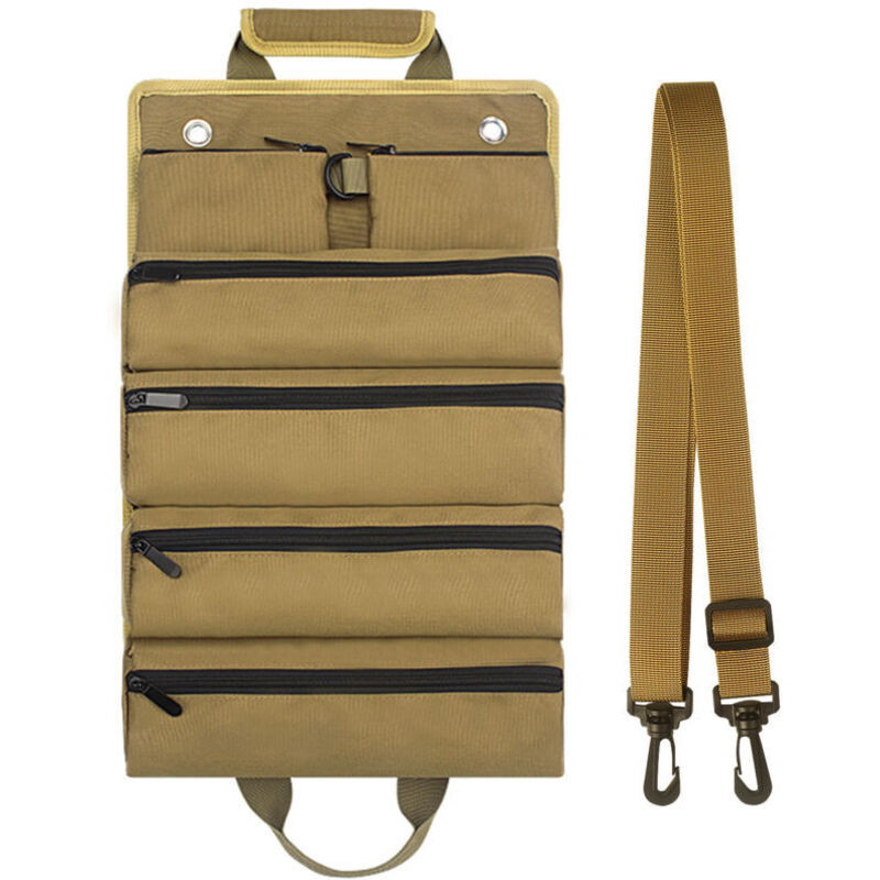 Xisrens Schwarz Bolsa De Herramientas Enrollable Para Hombre/Mujer, Organizador De Herramientas Con Ruedas Duradero E Impermeable, Correa De Hombro Multifuncional, Bolsa Con Ruedas Portátil Y Resistente, Color Caqui