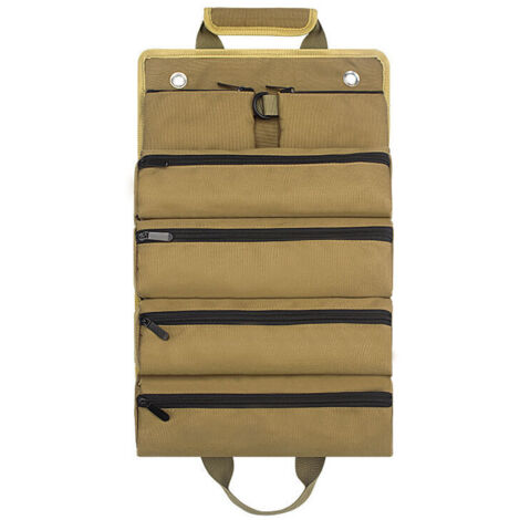 Bolsa de herramientas enrollada de color caqui, bolsa para herramientas de jardinería, electricista y carpintería, bolsa de herramientas gruesa, bolsa de herramientas de ferretería para automóviles, b