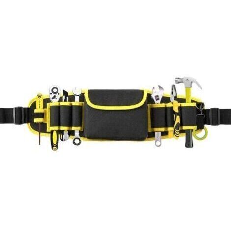 Bolsa de herramientas profesional, portaherramientas ajustable, bolsa para herramientas, cinturón de electricista, organizador de herramientas, cinturón de jardín (amarillo)