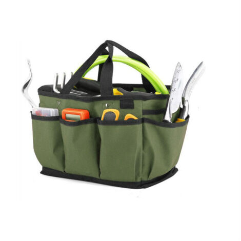 Bolsa de jardín, bolsa para guardar herramientas de jardín y organizador para el hogar con bolsillos, resistente al desgaste y reutilizable - Verde oscuro