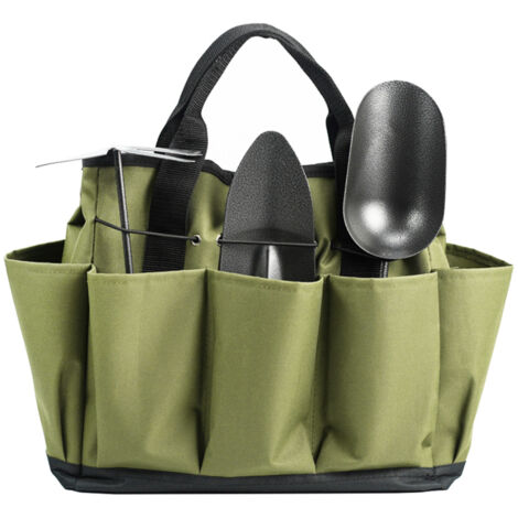 Bolsa de jardín con 8 bolsillos, organizador de herramientas de jardinería, bolsa para guardar herramientas manuales, bolsa de transporte para césped y jardín.