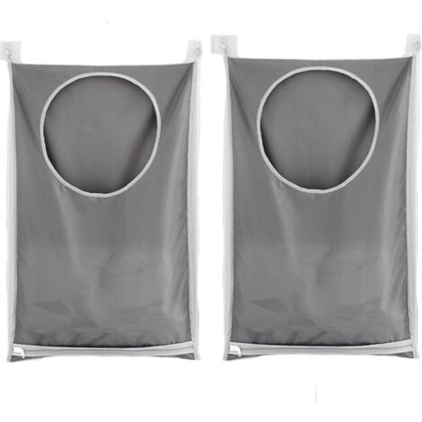 Bolsa de lavandería de gran capacidad (2 unidades), organizador para colgar ropa en el armario, ideal para baño, dormitorio y armario (gris)
