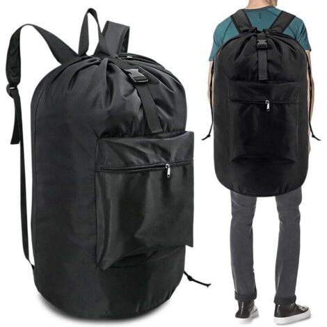 Bolsa de lavandería de gran capacidad KZQ de 90 l: bolsa para ropa sucia con 2 correas acolchadas para los hombros, plegable, impermeable, resistente al polvo, para ropa sucia, color marinero.