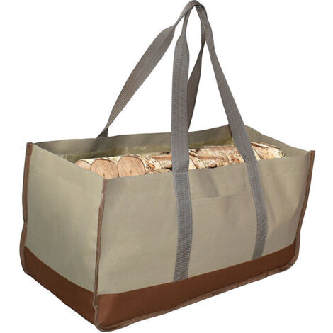 Bolsa de lona para leña, impermeable, para guardar leña, grande, para exteriores, con asas resistentes y antideslizantes.