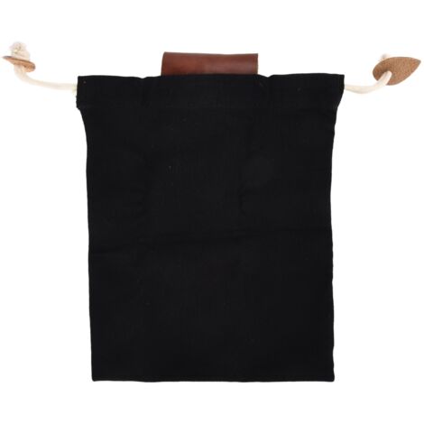 Bolsa de lona y cuero plegable, ideal para recolectar frutas y bayas, con correa ajustable para cinturón o mochila, tamaño 21,5 x 21 cm, color negro, 1 bolsa.
