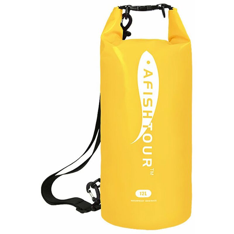 

Afishtour - Bolsa de motocicleta, bolsa de saco seco de PVC para exteriores, bolsa de hombro impermeable,Amarillo