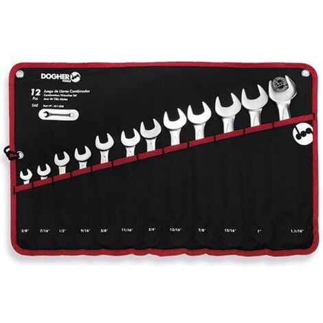 Bolsa de nylon con 12 llaves combinadas, SAE DOGHER 451-008