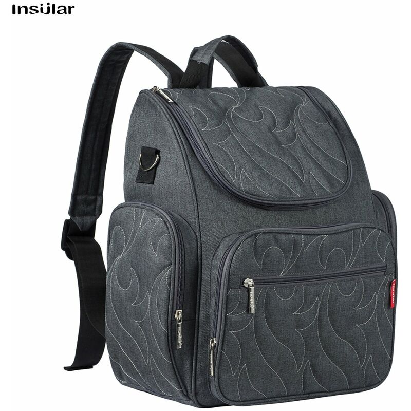 

Bolsa de panales insular de gran capacidad, bolsa de viaje portatil para momia con correas de cochecito para suplementos para necesidades de bebes